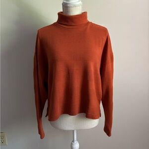 Striped Turtleneck Sweater Orange